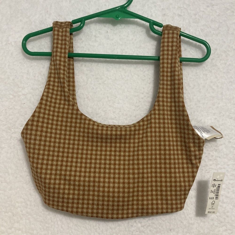 Madewell Xxs 2xs Sports Bra Flex Square-Neck yoga Pilates Check Checkered